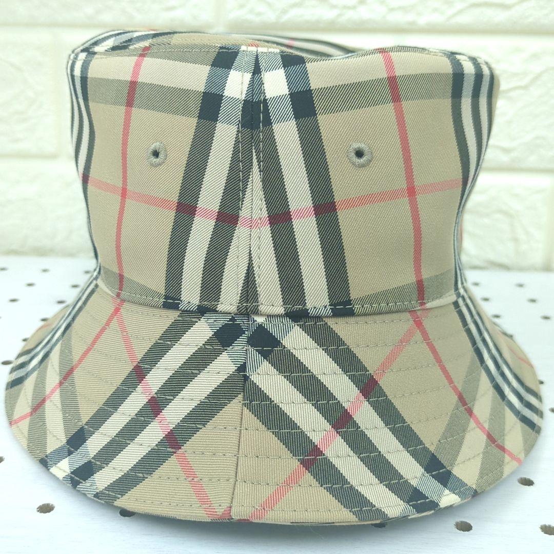 BURBERRY Check Bucket Hat Beige Size 56cm Made in Italy