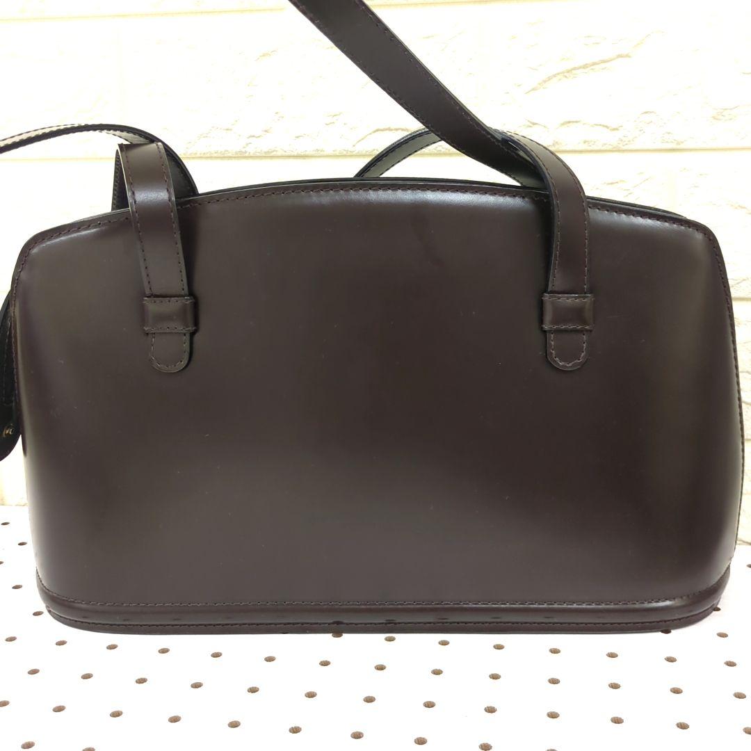 BALLY Leather Shoulder Bag Dark Brown Gold Hardware Made in Italy