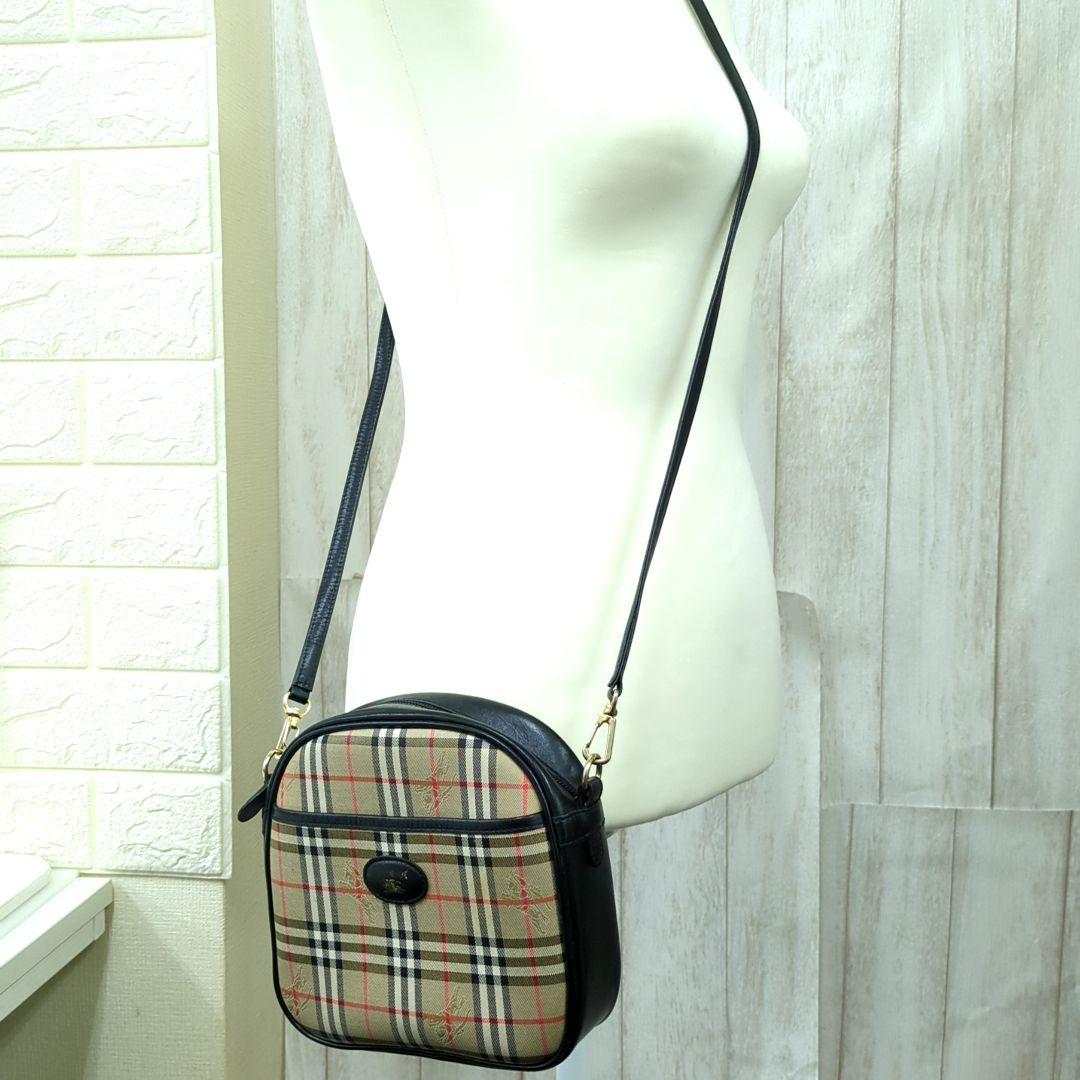 BURBERRY Nova Check Crossbody Shoulder Bag Beige Black