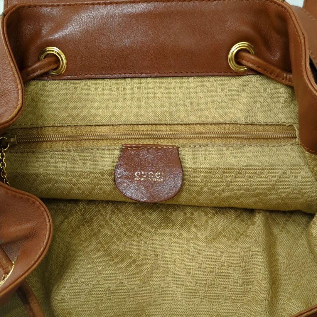GUCCI Bamboo Leather Backpack Brown Vintage Made in Italy