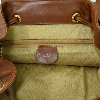 GUCCI Bamboo Leather Backpack Brown Vintage Made in Italy