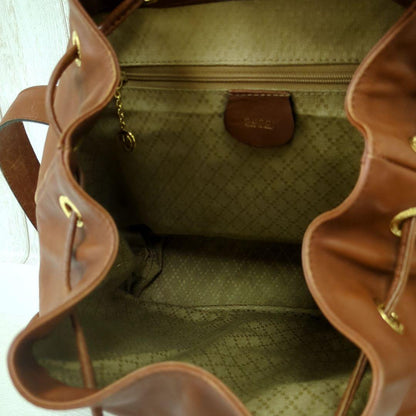 GUCCI Bamboo Leather Backpack Brown Vintage Made in Italy
