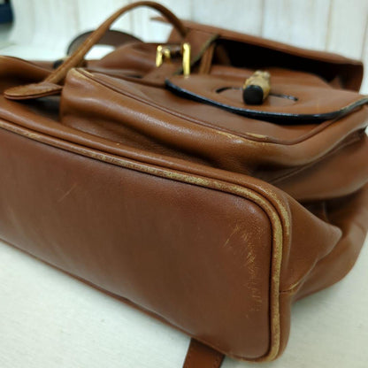 GUCCI Bamboo Leather Backpack Brown Vintage Made in Italy