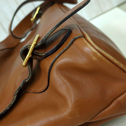 GUCCI Bamboo Leather Backpack Brown Vintage Made in Italy