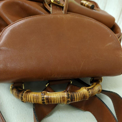 GUCCI Bamboo Leather Backpack Brown Vintage Made in Italy