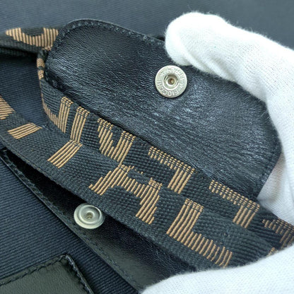 FENDI Vintage Nylon Tote Bag Black Brown Logo Large Made in Italy