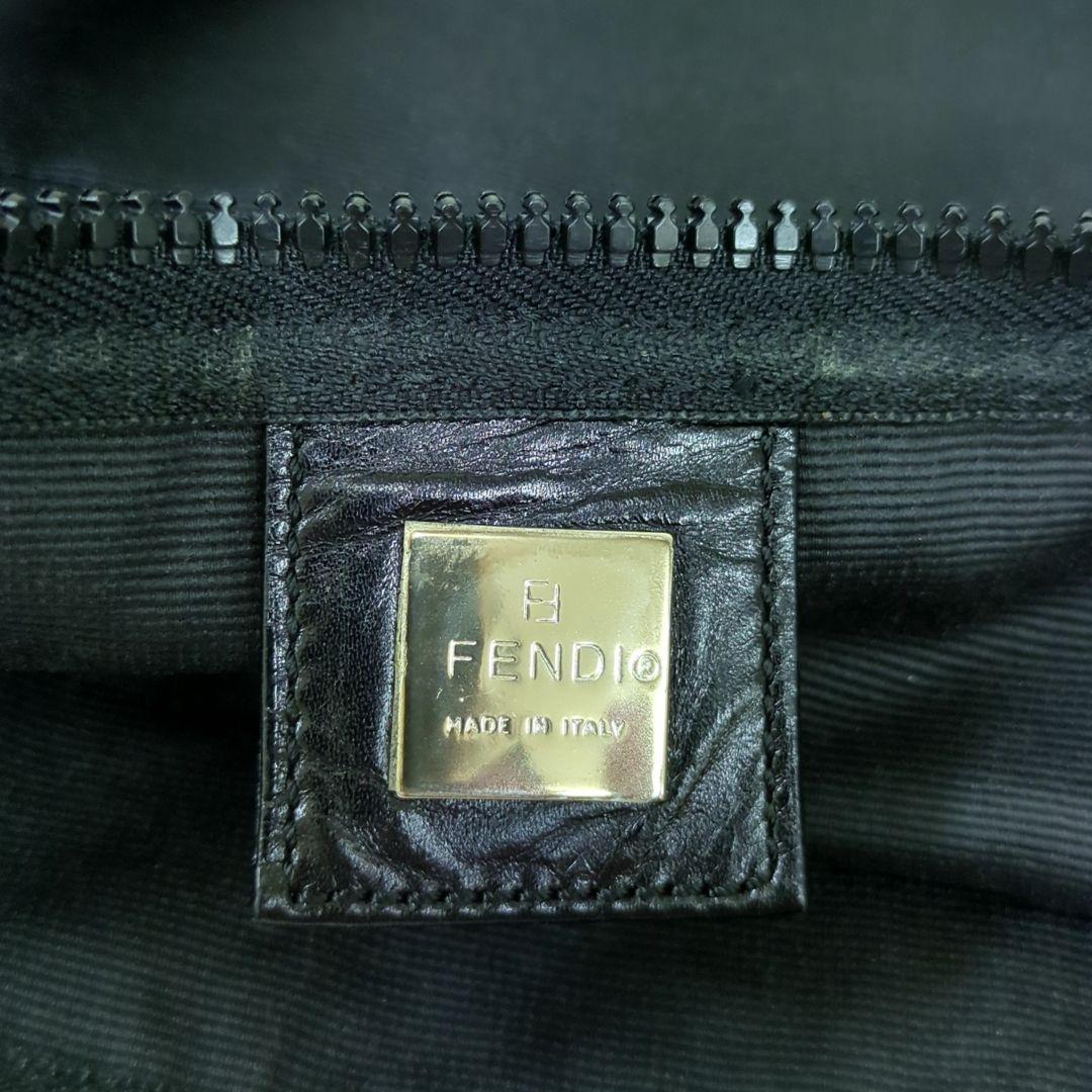 FENDI Vintage Nylon Tote Bag Black Brown Logo Large Made in Italy