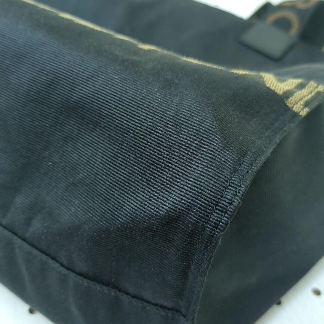 FENDI Vintage Nylon Tote Bag Black Brown Logo Large Made in Italy