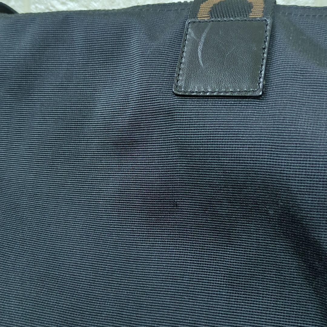 FENDI Vintage Nylon Tote Bag Black Brown Logo Large Made in Italy