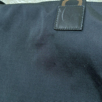FENDI Vintage Nylon Tote Bag Black Brown Logo Large Made in Italy