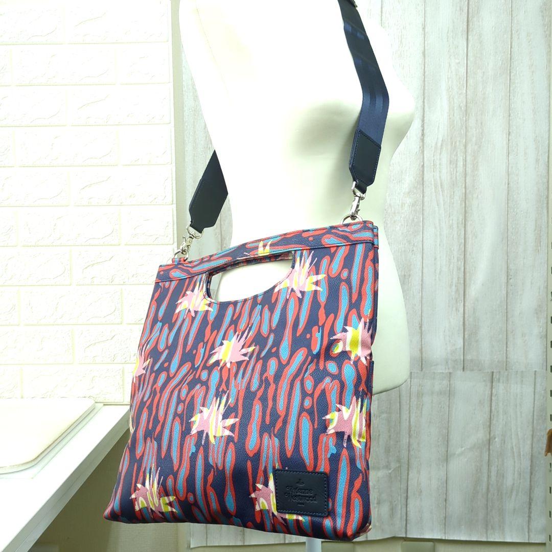 Vivienne Westwood Multicolor Leather Shoulder Bag Navy Red