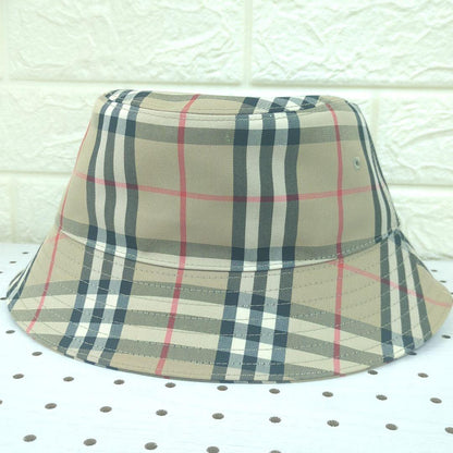 BURBERRY Check Bucket Hat Beige Size 56cm Made in Italy