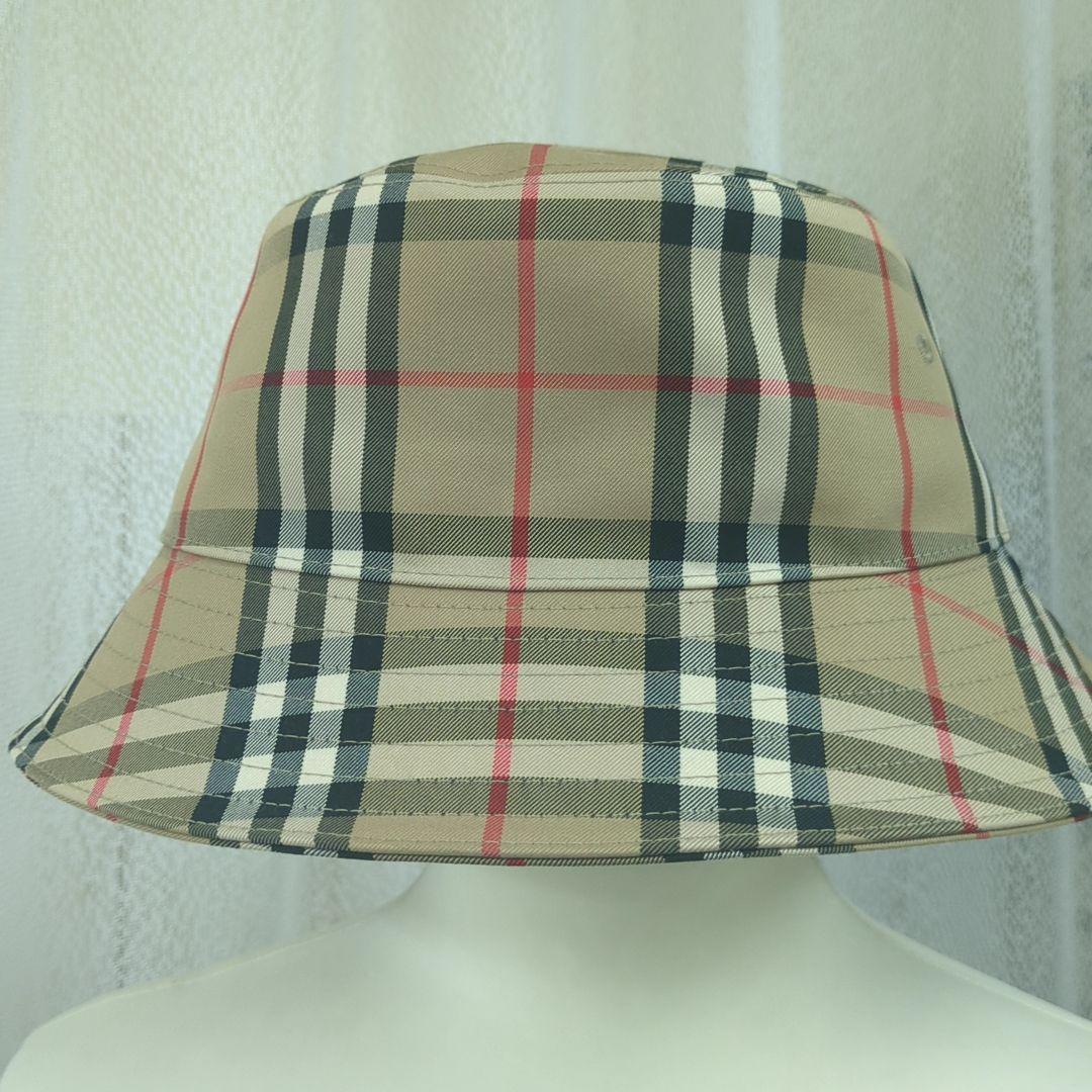 BURBERRY Check Bucket Hat Beige Size 56cm Made in Italy