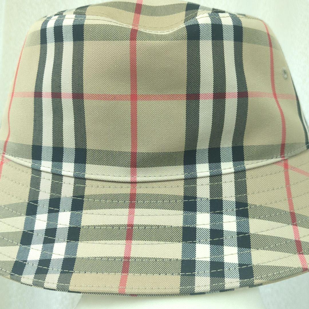 BURBERRY Check Bucket Hat Beige Size 56cm Made in Italy