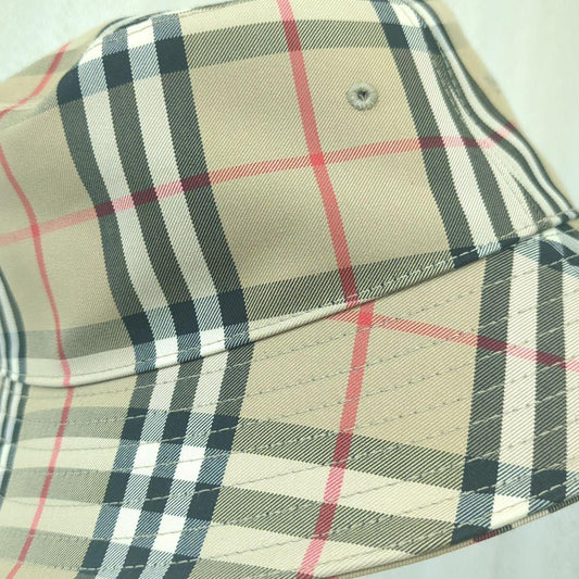 BURBERRY Check Bucket Hat Beige Size 56cm Made in Italy