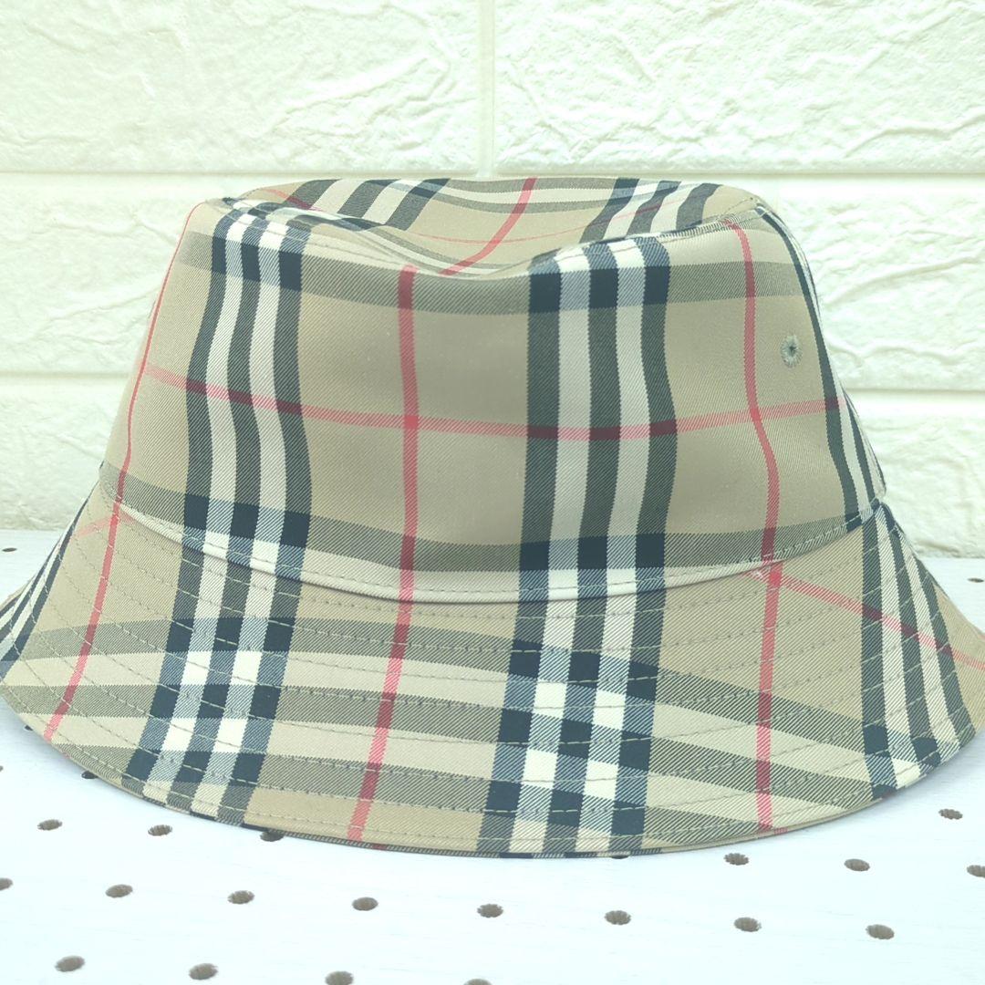 BURBERRY Check Bucket Hat Beige Size 56cm Made in Italy