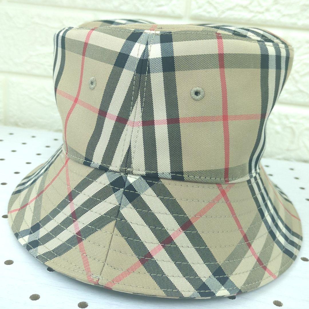 BURBERRY Check Bucket Hat Beige Size 56cm Made in Italy