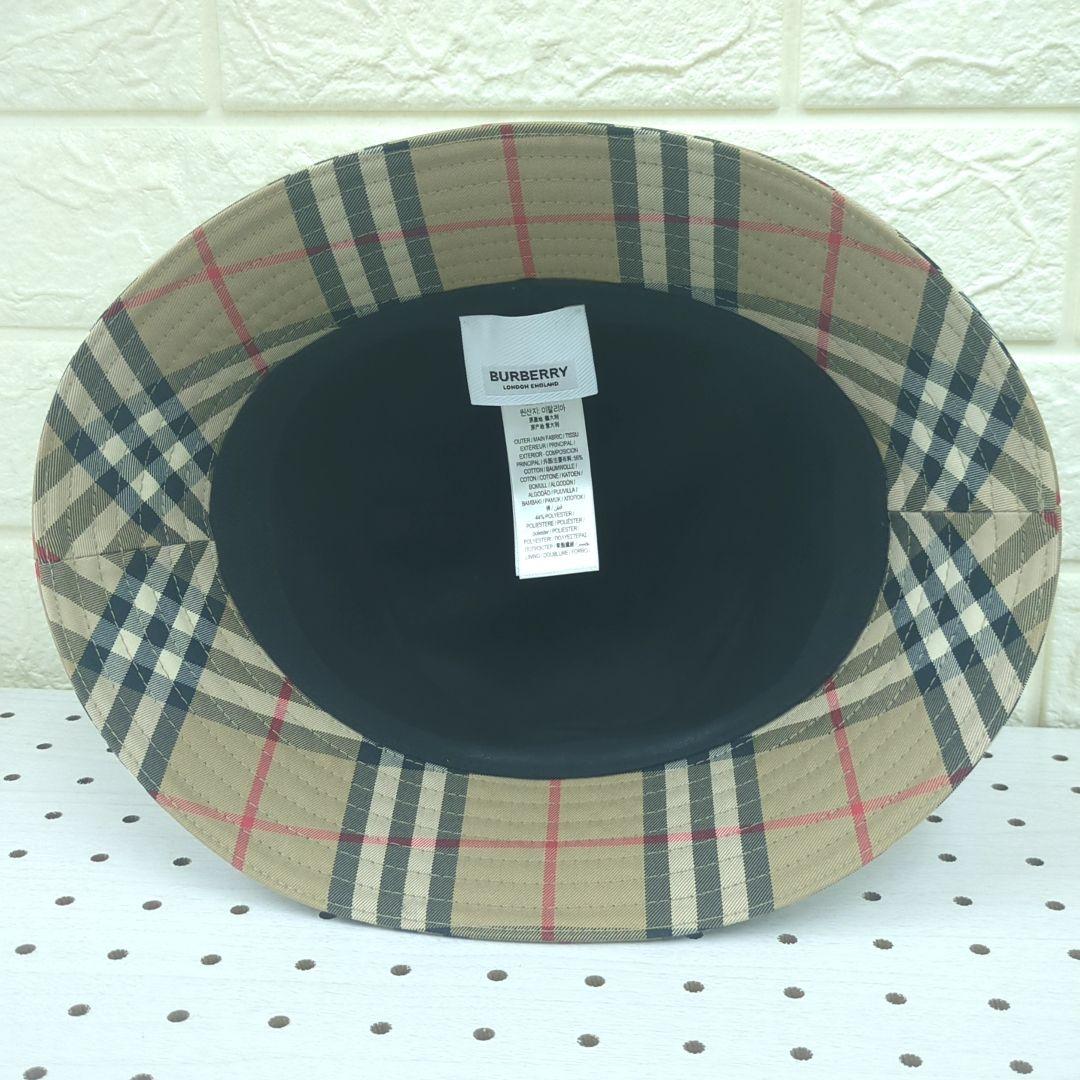 BURBERRY Check Bucket Hat Beige Size 56cm Made in Italy