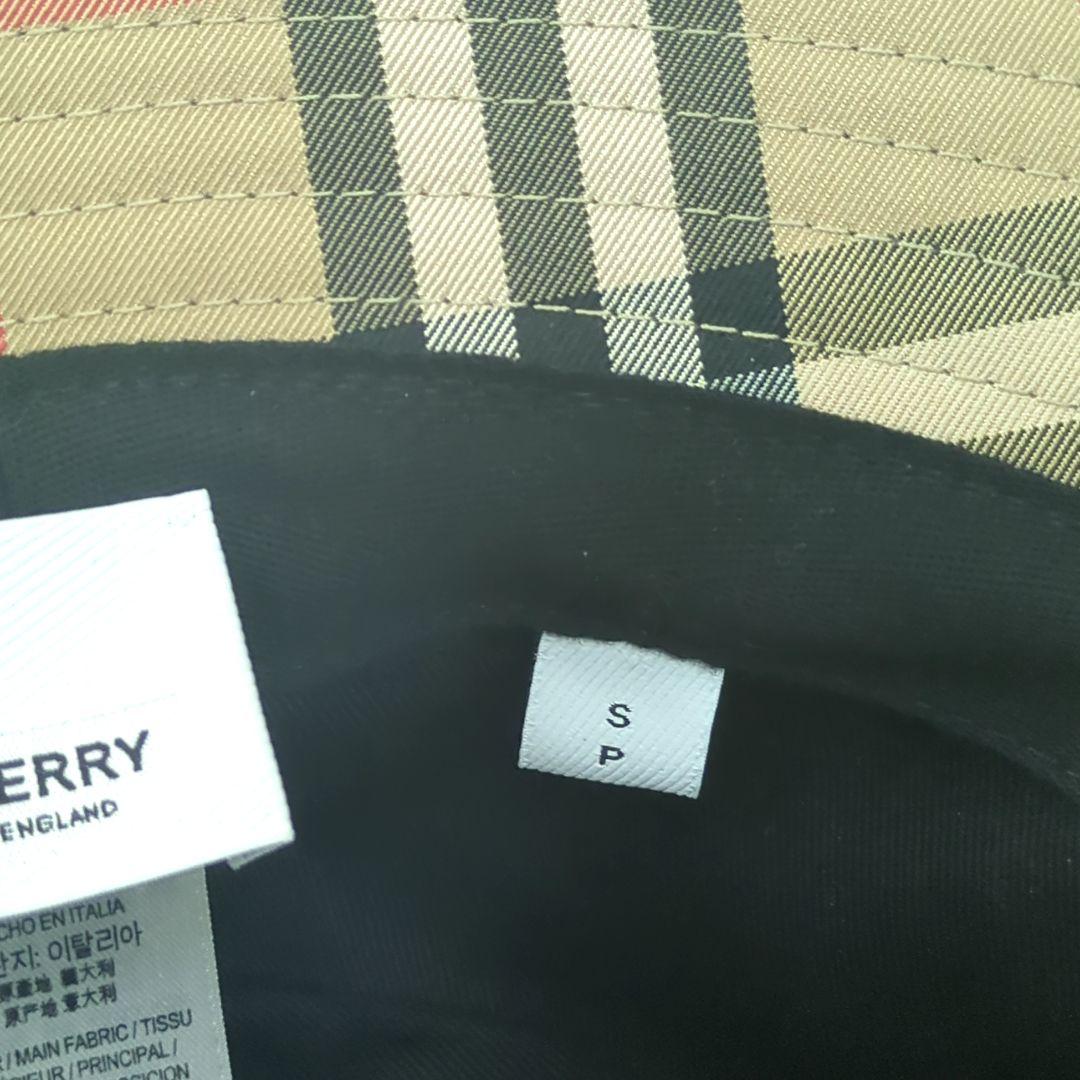 BURBERRY Check Bucket Hat Beige Size 56cm Made in Italy