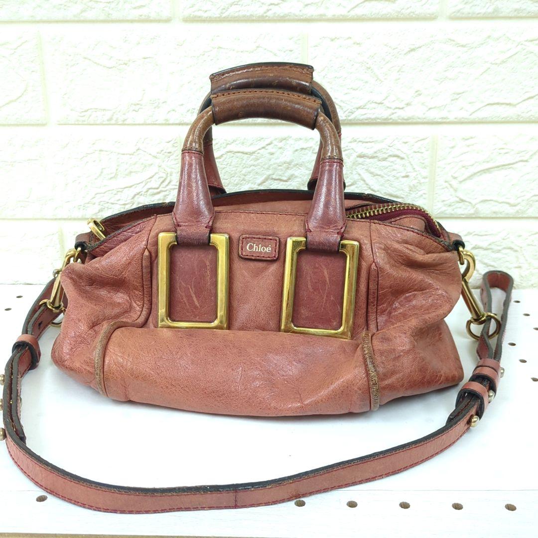 Chloé Ethel 2-Way Leather Handbag Shoulder Bag Dusty Pink Gold Hardware