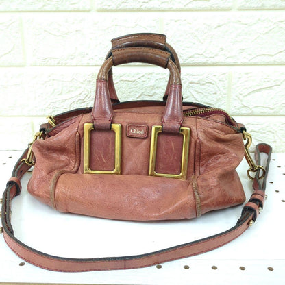 Chloé Ethel 2-Way Leather Handbag Shoulder Bag Dusty Pink Gold Hardware