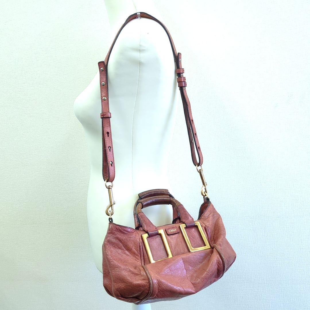 Chloé Ethel 2-Way Leather Handbag Shoulder Bag Dusty Pink Gold Hardware