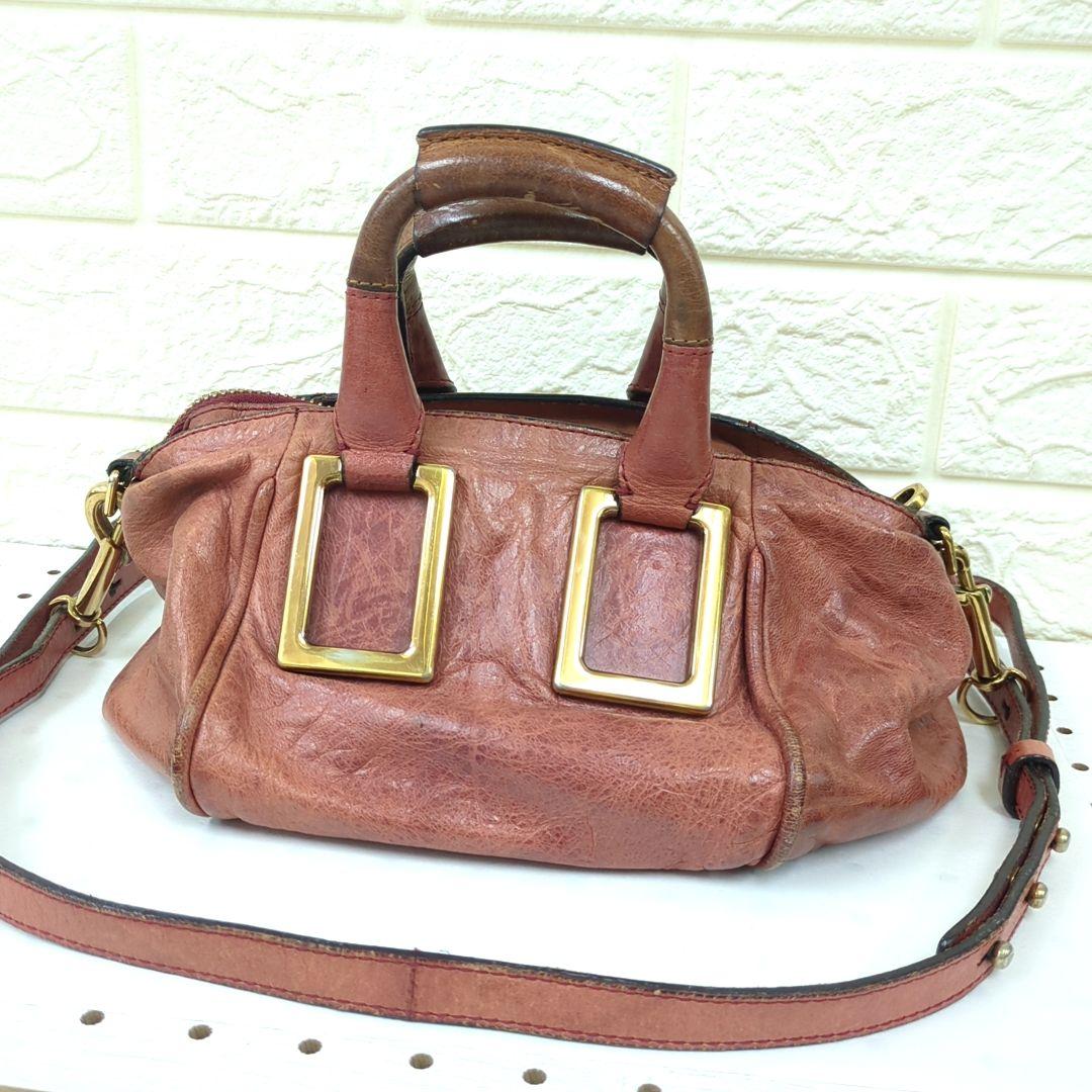 Chloé Ethel 2-Way Leather Handbag Shoulder Bag Dusty Pink Gold Hardware