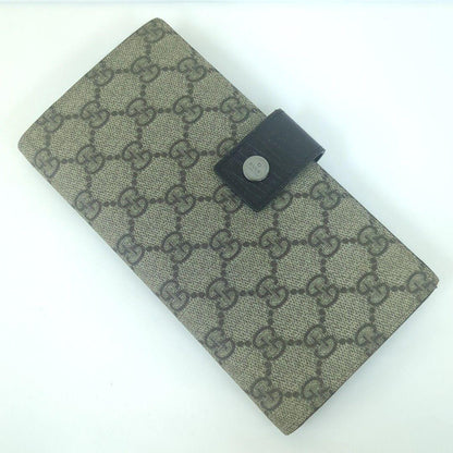 GUCCI GG Monogram PVC Long Wallet Double Snap Beige Brown Made in Italy
