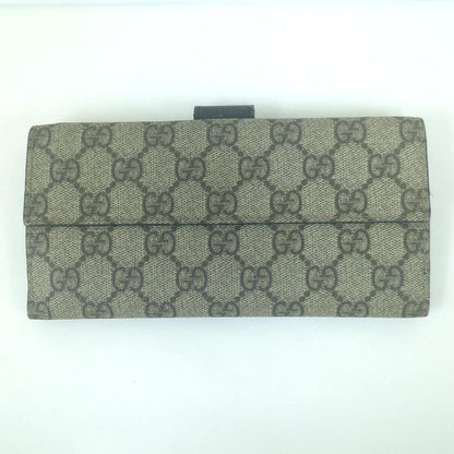 GUCCI GG Monogram PVC Long Wallet Double Snap Beige Brown Made in Italy