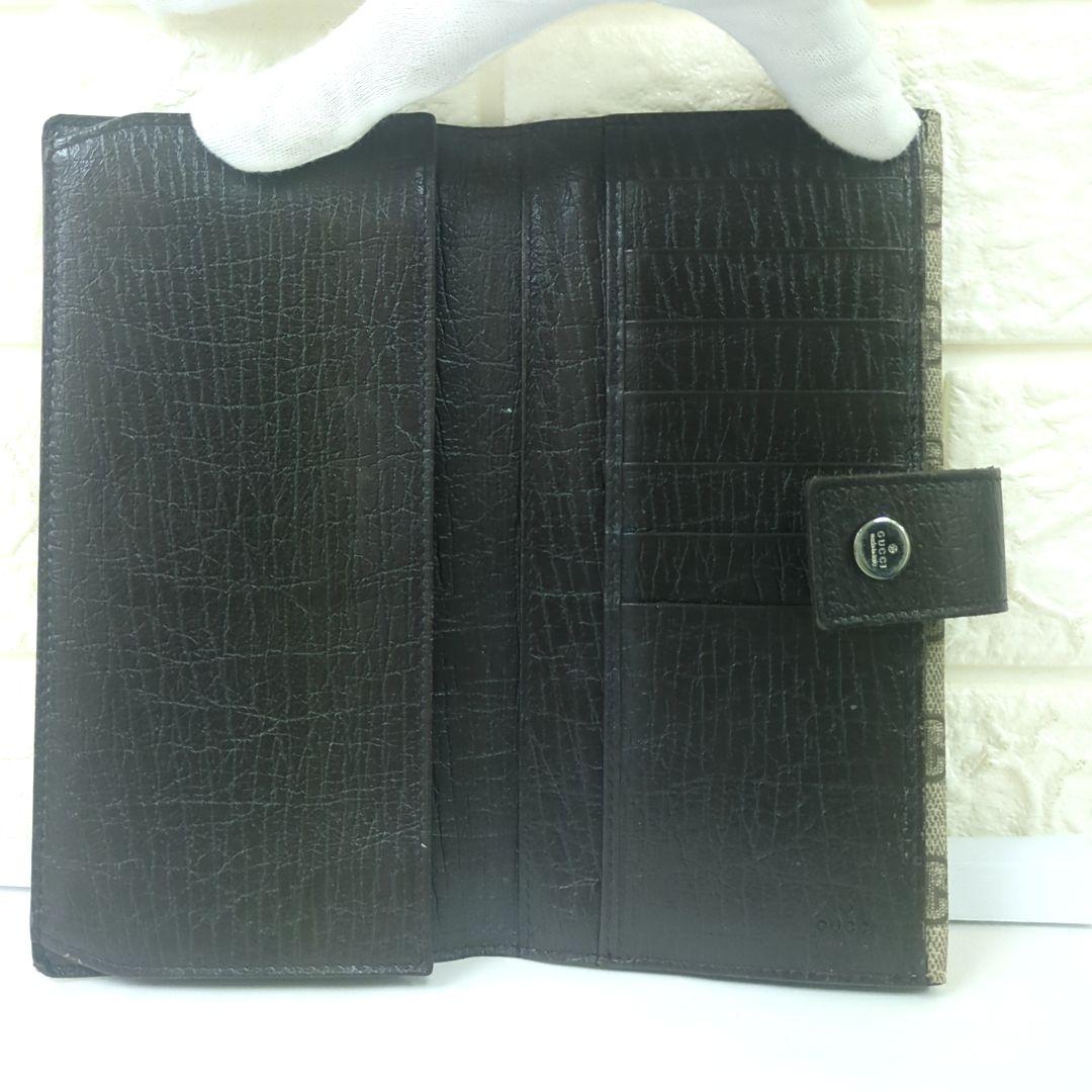 GUCCI GG Monogram PVC Long Wallet Double Snap Beige Brown Made in Italy