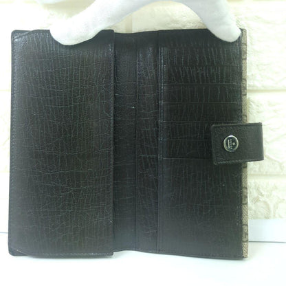 GUCCI GG Monogram PVC Long Wallet Double Snap Beige Brown Made in Italy