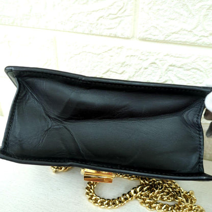 GUCCI Sylvie Mini Chain Shoulder Bag Black Leather Made in Italy