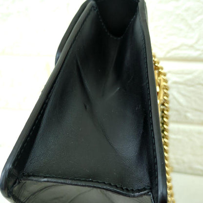 GUCCI Sylvie Mini Chain Shoulder Bag Black Leather Made in Italy