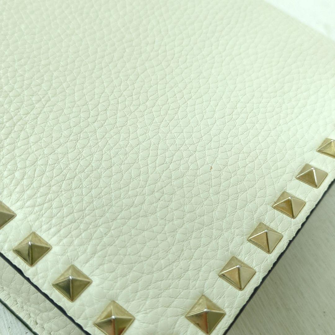 VALENTINO GARAVANI Rockstud Leather Shoulder Bag Ivory Gold Studs Made in Italy