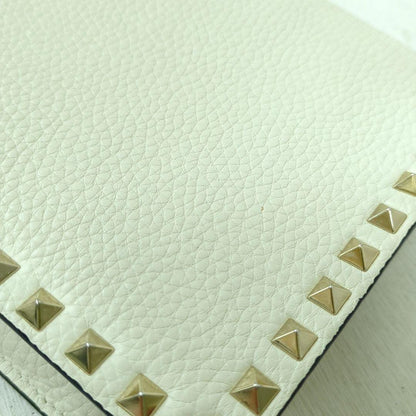 VALENTINO GARAVANI Rockstud Leather Shoulder Bag Ivory Gold Studs Made in Italy