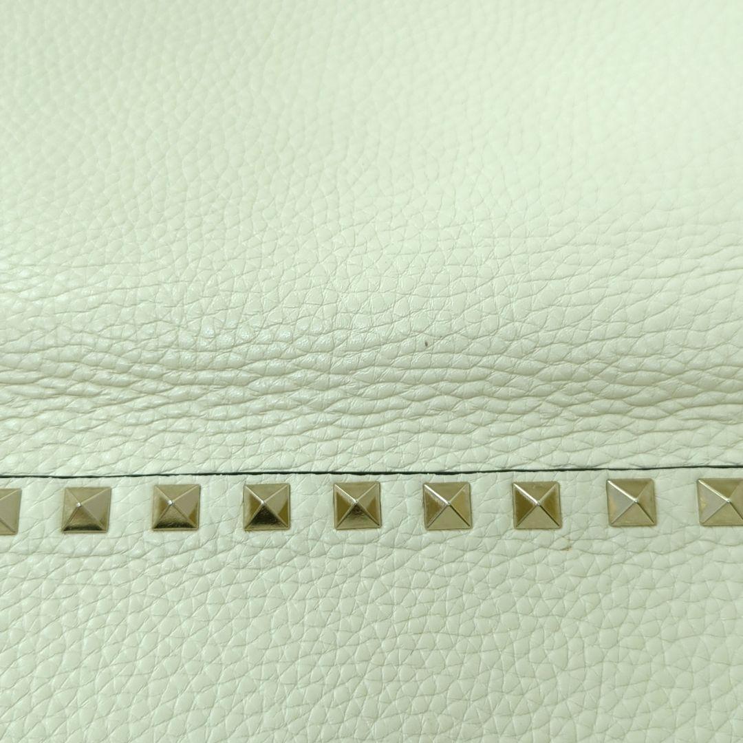 VALENTINO GARAVANI Rockstud Leather Shoulder Bag Ivory Gold Studs Made in Italy