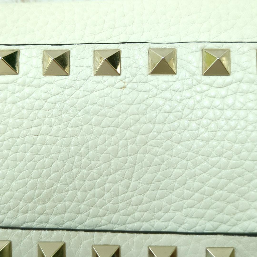 VALENTINO GARAVANI Rockstud Leather Shoulder Bag Ivory Gold Studs Made in Italy