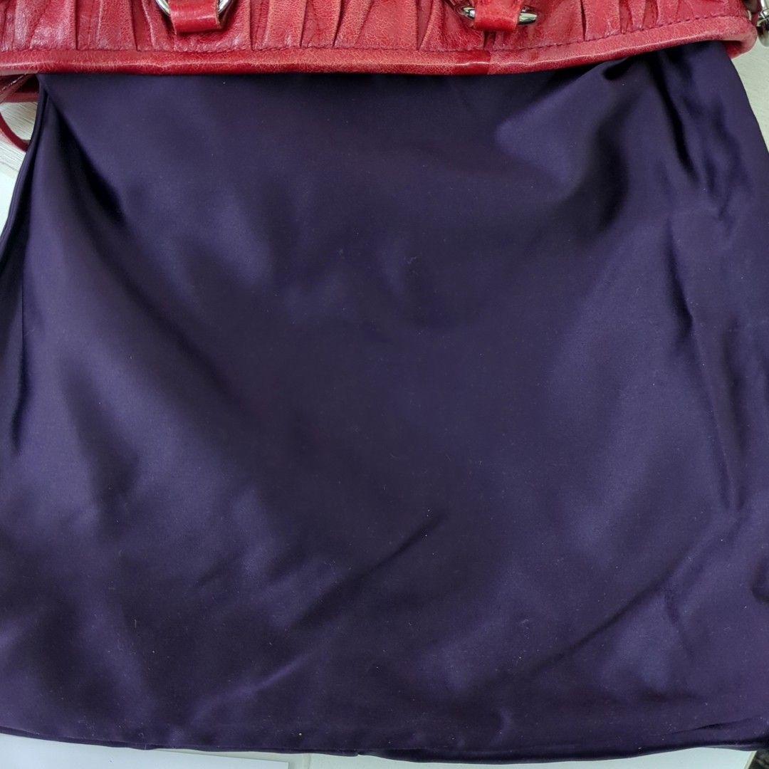 MIU MIU Matelassé 2-Way Leather Handbag Shoulder Bag Red Made in Turkey