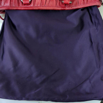 MIU MIU Matelassé 2-Way Leather Handbag Shoulder Bag Red Made in Turkey
