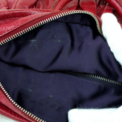 MIU MIU Matelassé 2-Way Leather Handbag Shoulder Bag Red Made in Turkey