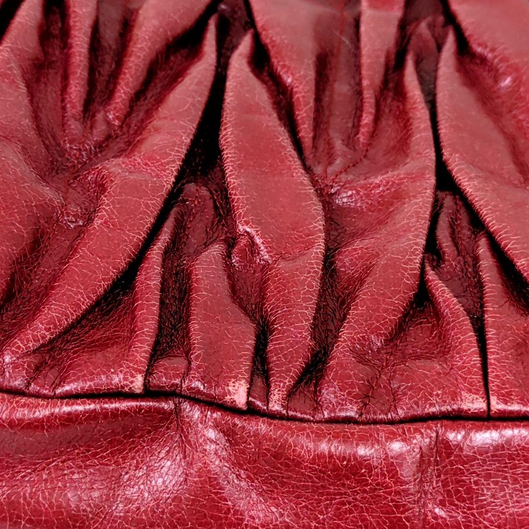 MIU MIU Matelassé 2-Way Leather Handbag Shoulder Bag Red Made in Turkey