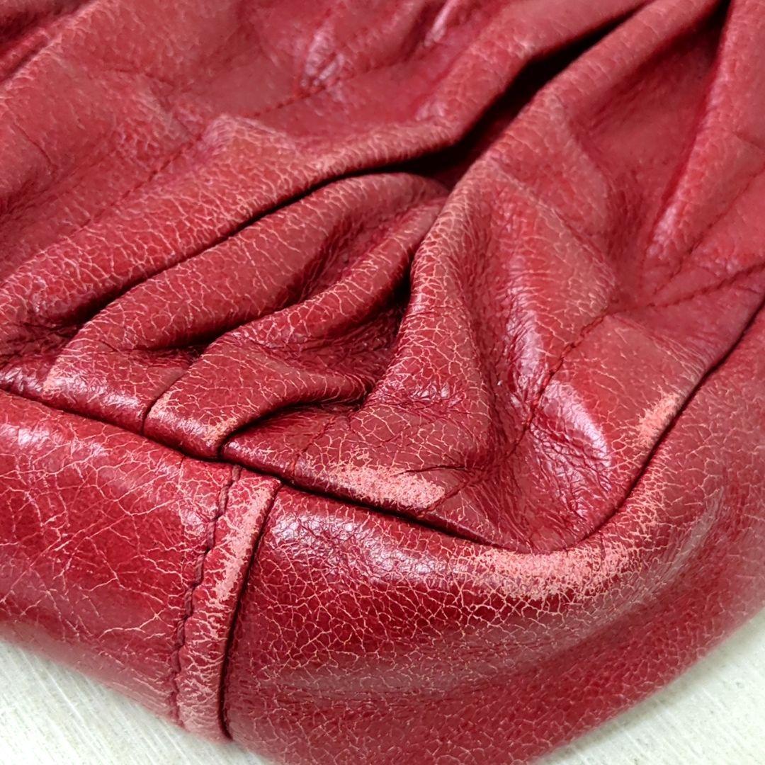 MIU MIU Matelassé 2-Way Leather Handbag Shoulder Bag Red Made in Turkey