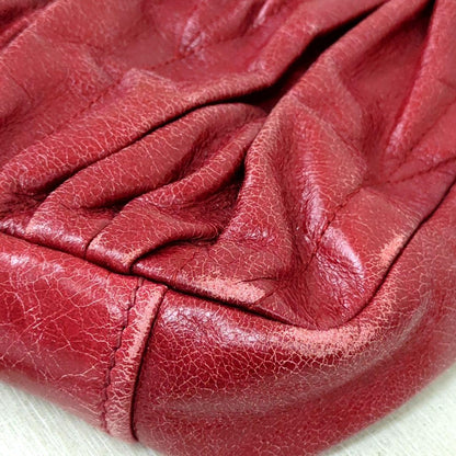 MIU MIU Matelassé 2-Way Leather Handbag Shoulder Bag Red Made in Turkey