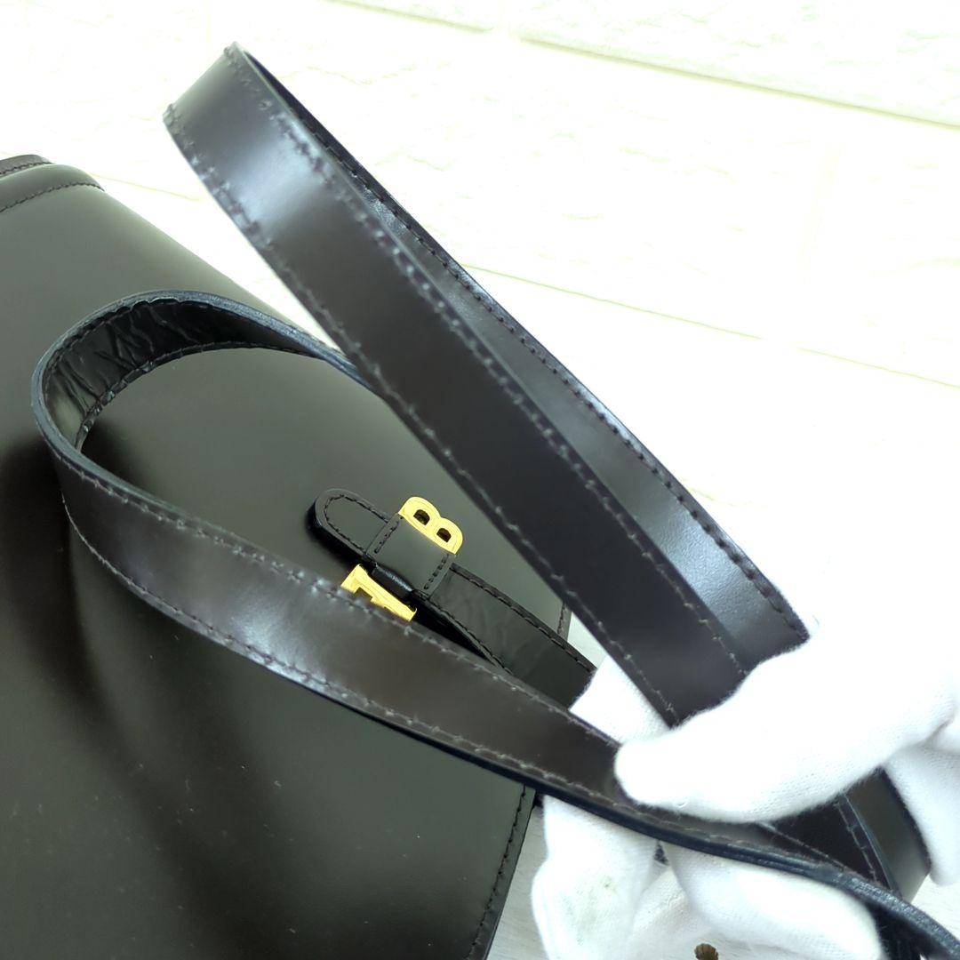 BALLY Leather Shoulder Bag Dark Brown Gold Hardware Made in Italy