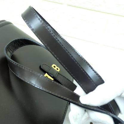 BALLY Leather Shoulder Bag Dark Brown Gold Hardware Made in Italy