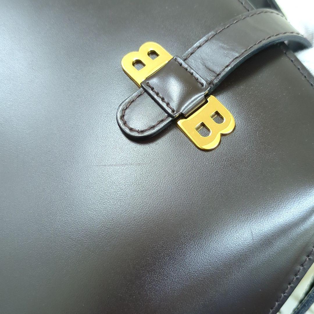BALLY Leather Shoulder Bag Dark Brown Gold Hardware Made in Italy