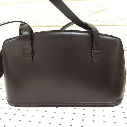 BALLY Leather Shoulder Bag Dark Brown Gold Hardware Made in Italy