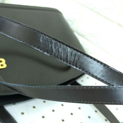 BALLY Leather Shoulder Bag Dark Brown Gold Hardware Made in Italy