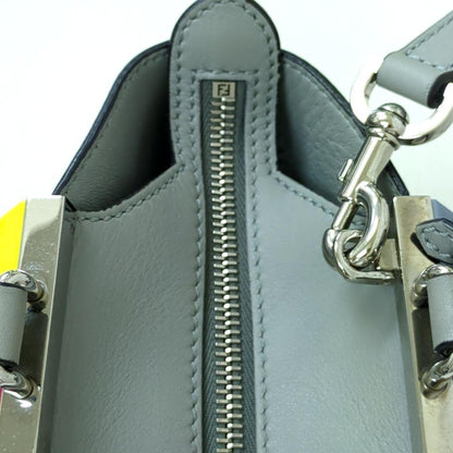 FENDI 3Jours Mini 2-Way Leather Handbag Gray Multicolor Studs Made in Italy