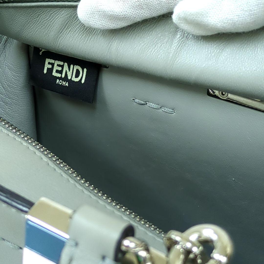 FENDI 3Jours Mini 2-Way Leather Handbag Gray Multicolor Studs Made in Italy